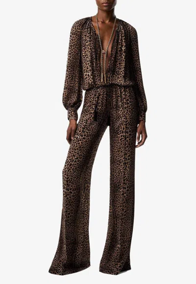 Tom Ford Leopard Print Gathered Jumpsuit