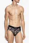Tom Ford Leopard Print Logo Briefs In Multi