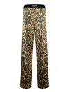 Tom Ford Multicolor Pants With Logo Patch On The Waist And All-over Leopard Print In Silk Stretch Wo In Brown