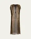 Tom Ford Leopard Print Sheer Kaftan In Camel