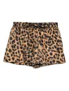 Tom Ford Logo Leopard Print Shorts In Brown