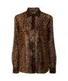 Tom Ford Laminated Leopard Print Button-front Blouse In Brown