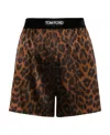 Tom Ford Velvet-trimmed Leopard-print Silk-blend Satin Shorts In Black