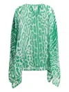 Tom Ford Leopard Print Silk Top In Green