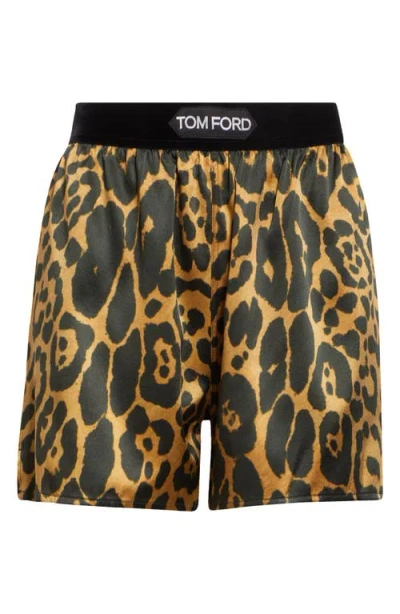 TOM FORD TOM FORD LEOPARD PRINT STRETCH SILK BOXERS