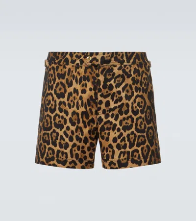 Tom Ford Leopard-print Swim Trunks In Multicoloured