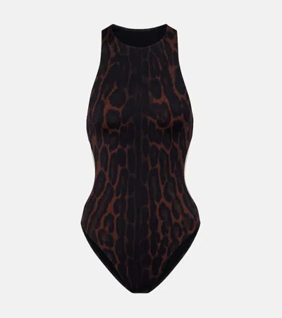 Tom Ford Animal Printed Crewneck One Piece Swimsuit