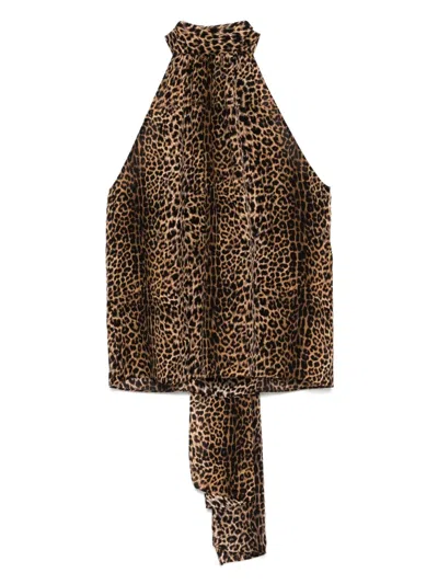 Tom Ford Leopard-print Tank Top In Brown