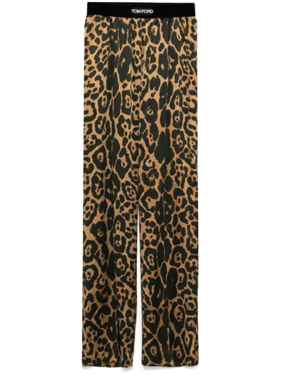 TOM FORD SILK LEOPARD PANTS