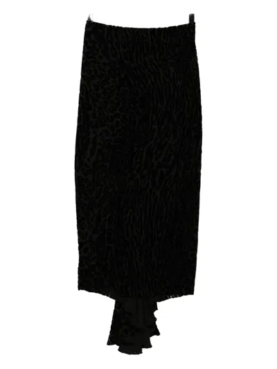 Tom Ford Leopard-print Velvet Skirt In Black