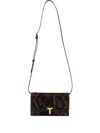 Tom Ford Calf Leather Leopard Wallet With Adjustable Strap In Brown