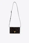 Tom Ford Calf Leather Leopard Wallet With Adjustable Strap In Brown