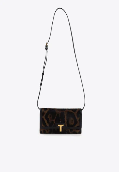 TOM FORD LEOPARD-PRINT WALLET ON STRAP