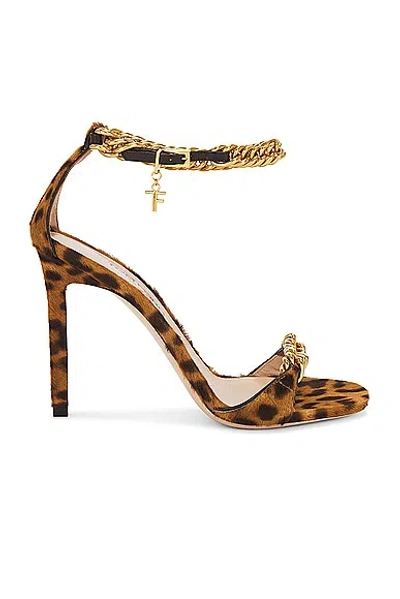 Tom Ford Leopard Print Zenith 105mm Sandal In Brown & Beige