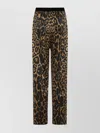 Tom Ford Leopard Silk Straight Leg Trousers In Black