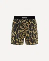 Tom Ford Multicolor Shorts With Patch Logo On The Waist And All-over Leopard Print In Silk Stretch W In Black