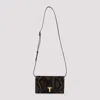 Tom Ford Calf Leather Leopard Wallet With Adjustable Strap In Brown Olive Black