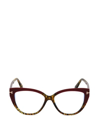 Tom Ford Leopard-pattern Cat-eye Glasses In Brown