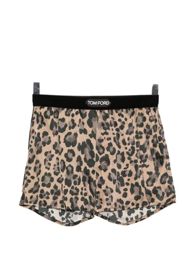 Tom Ford Leopard-print Boxer In Brown