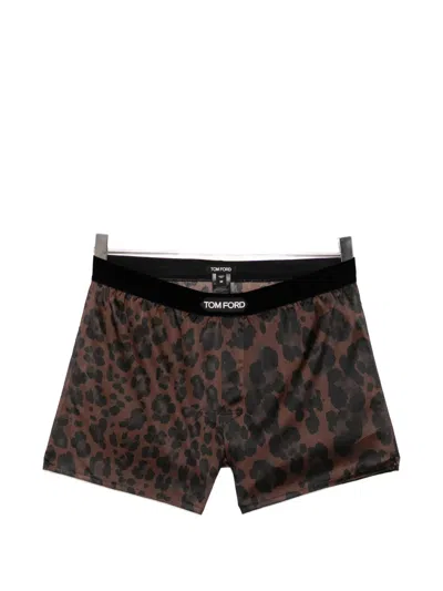 Tom Ford Leopard-print Boxer Shorts In Brown