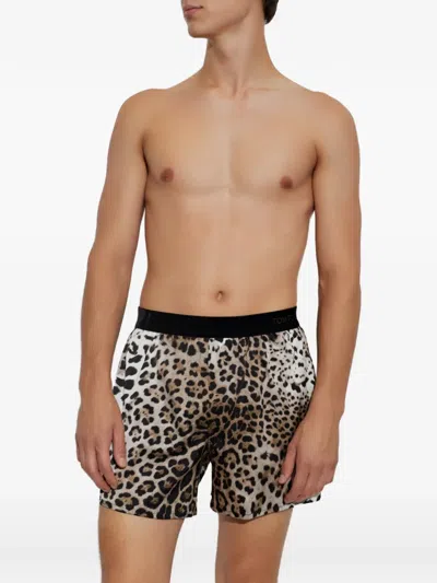 Tom Ford Leopard-print Boxers In Multi