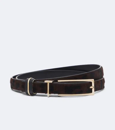 Tom Ford Leopard-print Calf Hair Belt In Black
