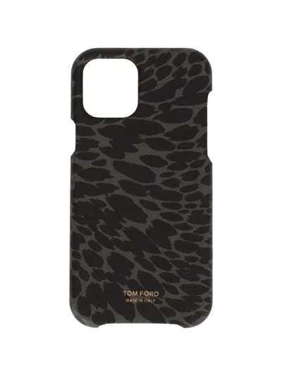 Tom Ford Leopard-print Phone Case In Black