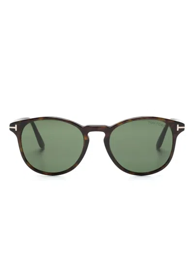 Tom Ford Lewis Round-frame Sunglasses In Brown