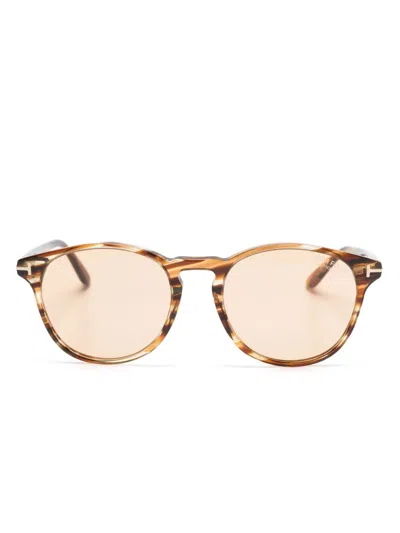 Tom Ford Lewis Round-frame Sunglasses In Brown