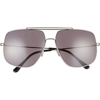 Tom Ford Liam 61mm Navigator Sunglasses In Shiny Dark Ruthenium/smoke