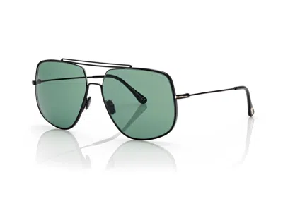 Pre-owned Tom Ford Liam Tf 0927 01n Shiny Black Green Lens Sunglasses Authentic 61mm