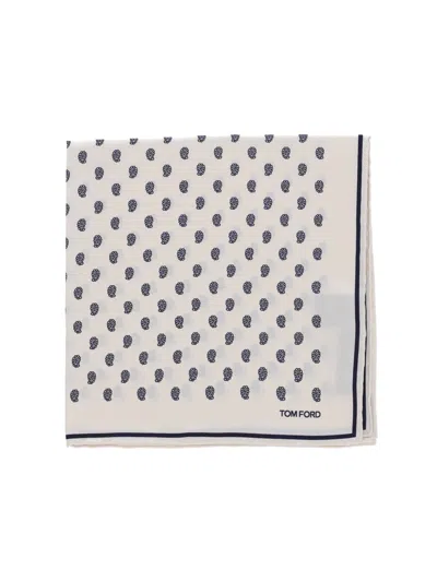 Tom Ford Light & Natural 100% Mulberry Silk Scarf For Men In White