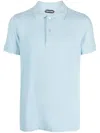Tom Ford Toweling Cotton Blend Polo Shirt In Light Blue