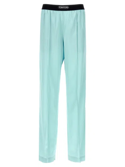 TOM FORD LIGHT BLUE SATIN PANTS