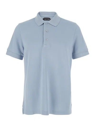TOM FORD LIGHT-BLUE SHORT-SLEEVES POLO