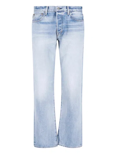 Tom Ford Light Blue Straight-leg Cotton Jeans