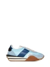 TOM FORD LIGHT BLUE SUEDE AND FABRIC SNEAKERS