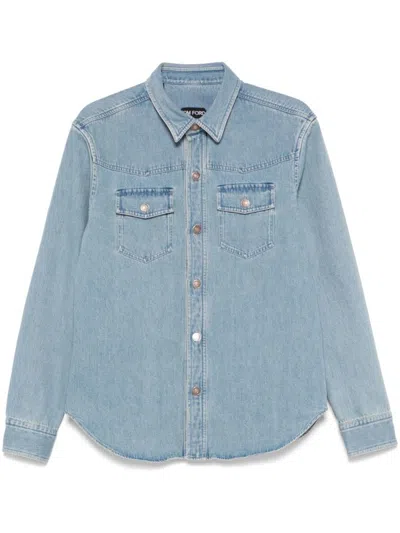 Tom Ford Light Blue Western Panel Shirt With Flap Pockets