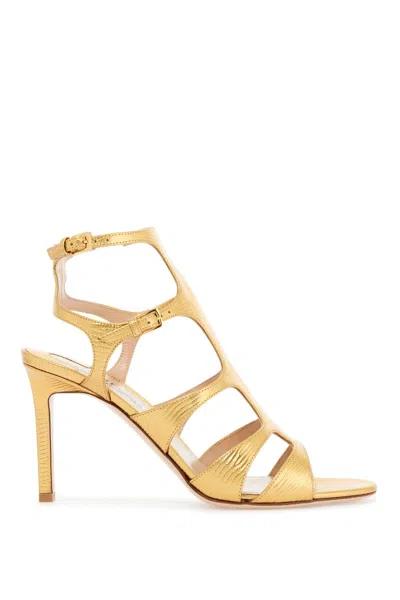 Tom Ford Gold Colored Décolleté With Adjustable Straps And Medium Heel In Leather  Woman