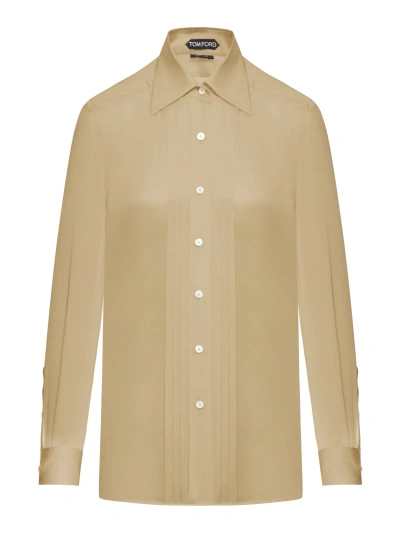 Tom Ford Light Charmeuse Silk Shirt In Nude & Neutrals