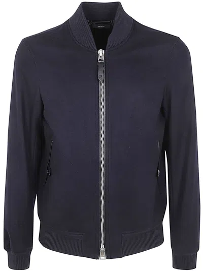 Tom Ford Light Felt Bomber In Blue