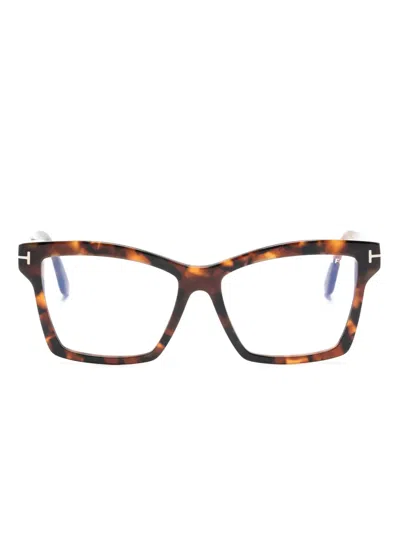 Tom Ford Light-filtering Square-frame Glasses In Brown