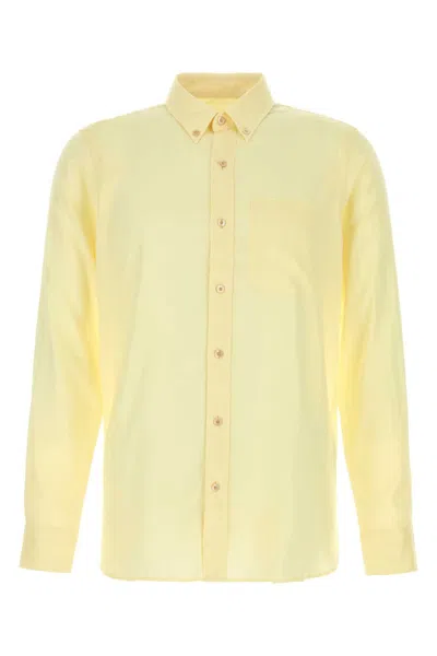Tom Ford Light Fluid Fine Gabardine Slim Fit Shirt In Yellow