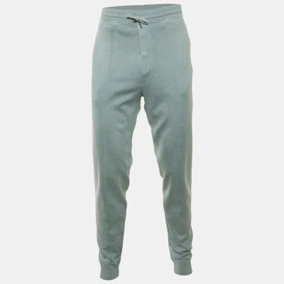 Pre-owned Tom Ford Light Green Silk & Cotton Jogger Pants L