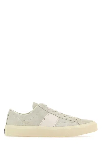 TOM FORD LIGHT-GREY SUEDE CAMBRIDGE SNEAKERS
