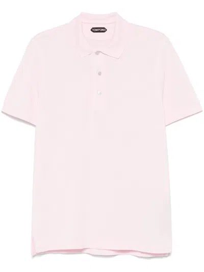 TOM FORD TOM FORD LIGHT PINK POLO SHIRT WITH FRONT BUTTON PLACKET