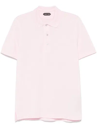 TOM FORD LIGHT PINK POLO SHIRT WITH FRONT BUTTON PLACKET