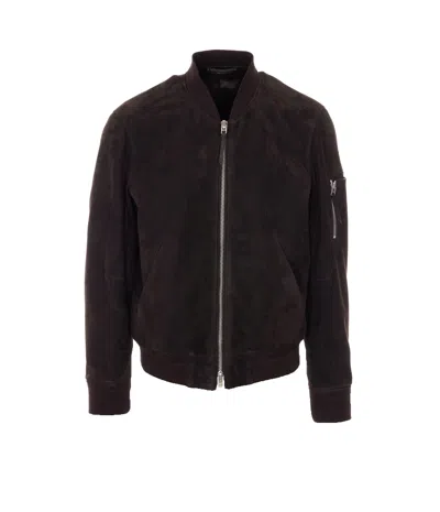 Tom Ford Suede Leather Bomber Jacket In Brown