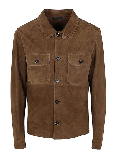 Tom Ford Light Suede Outershirt In Brown