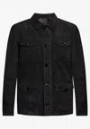 Tom Ford Light Suede Stand Collar Overshirt In Black
